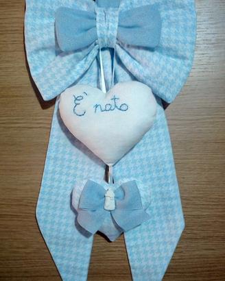 Fiocco nascita bimbo cuori cotone