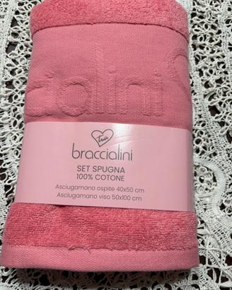 Coppia asciugamani Braccialini rosa