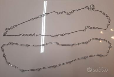 2 lunghe collane tipo Chanel in argento