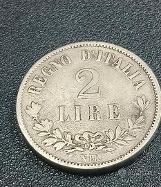 moneta d'argento 2 lire 1863 - Napoli -   