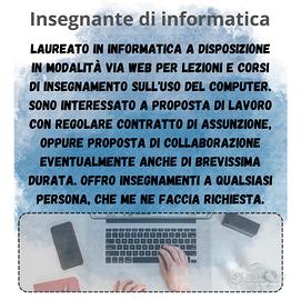Docente di Informatica lezioni OnLine DAD