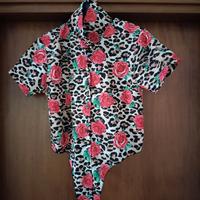 Camicia fantasia leopardato e rose rosse