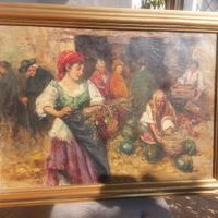 Quadro grande scena di mercato