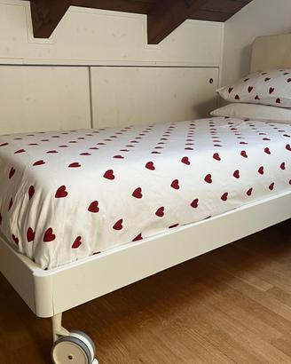 letto singolo per ragazza 200x90 con rotelle