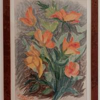 Quadro di ENZO VESCOVI (1929) tema fiori, anni"80