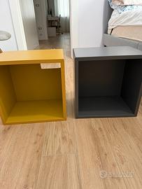 Mobile cubo grigio scuro e senape 35x25x35