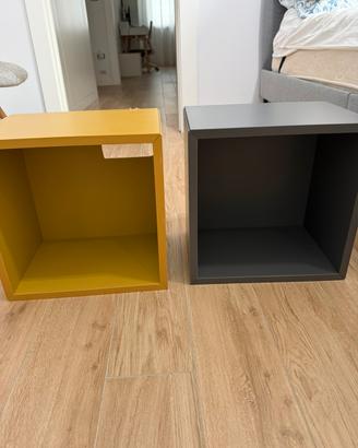 Mobile cubo grigio scuro e senape 35x25x35