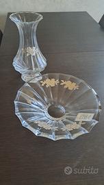 Centro tavola e vaso  in vetro e argento