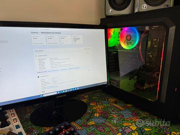 PC Desktop con Monitor Ideale Casa/Ufficio/DAD