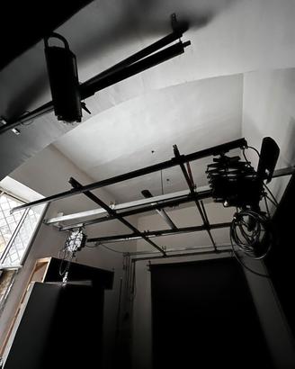 Sistema binari pantografo per studio fotografico