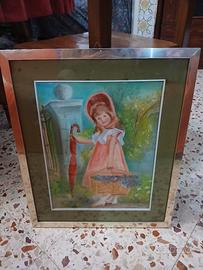 Quadro vintage dipinto a olio su tela 