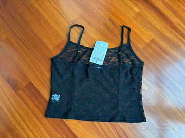 Canotta in pizzo nera nuova Brandy Melville