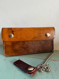 Portafoglio Harley Davidson pelle vera marrone