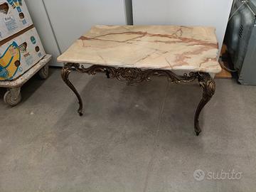Tavolino in Ottone con piano in Onice