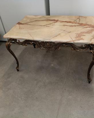 Tavolino in Ottone con piano in Onice