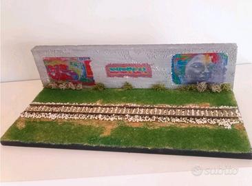 Diorama Ferroviario Artigianale 1:87 con Murale