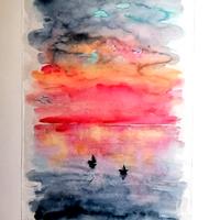 quadro astratto moderno mare al tramonto 40x30cm 