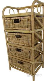 Cassettiera in vimini modernariato