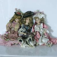 3 Bambole in porcellana Victorian dolls originali