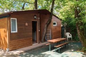 Roulotte con veranda in legno