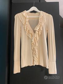 Maglia Ralph Lauren con rouches beige