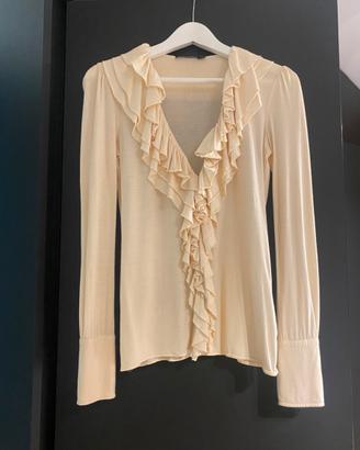 Maglia Ralph Lauren con rouches beige