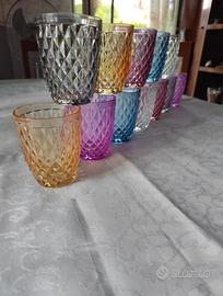 set servizio di bicchieri in vetro colorati 