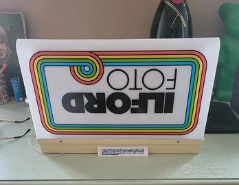 Rara insegna anni 70 Ilford bifacciale nuova 