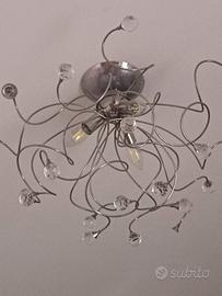 Lampadario plafoniera  cromo,cristalli 3 luci