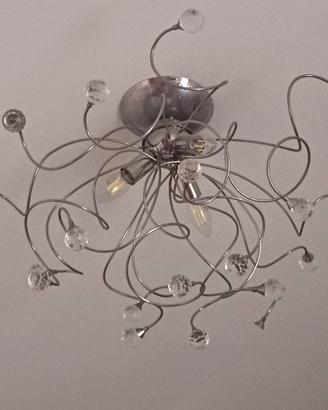 Lampadario plafoniera  cromo,cristalli 3 luci