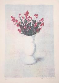Litografia "Vaso di fiori" di Antonio Bueno, 50x70