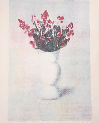 Litografia "Vaso di fiori" di Antonio Bueno, 50x70