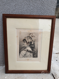 Incisione Antica Ottocento Ritratto Zulma Bouffar
