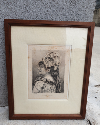 Incisione Antica Ottocento Ritratto Zulma Bouffar