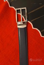 Cintura Montblanc reversibile blu/nera uomo