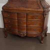 Comò con ribalta in radica di noce primi novecento