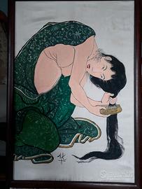 Arte giapponese, pannello dipinto su seta
