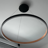 Sospensione tonda nera e rame LED - Braga Loop