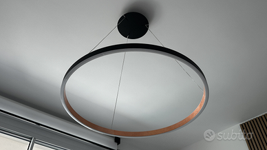 Sospensione tonda nera e rame LED - Braga Loop