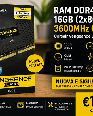 RAM Corsair Vengeance LPX da 16GB (2x8GB) per PC
