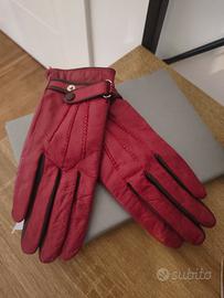 guanti in pelle color rosso