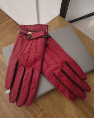 guanti in pelle color rosso