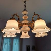 lampadario metallo e ceramica