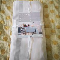 Tovaglia bianca e grigia 10 persone in cotone