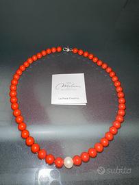 Miluna collana in argento ed elemento in oro 18k