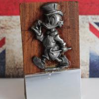 STATUINA PELTRO FERMACARTE DISNEY Vintage Zio Pape