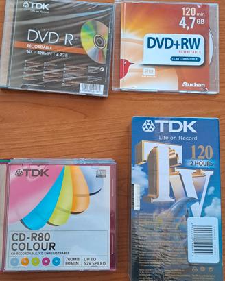 vhs CD dvd+rw dvd-r nuovo in blocco
