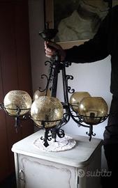 Lampadario ferro battuto forgiato a mano
