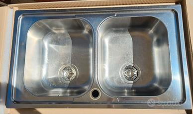 Lavello cucina 2 vasche inox 86x50
