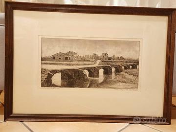 Ettore Mossini acquaforte 1965 Ponte della Navetta